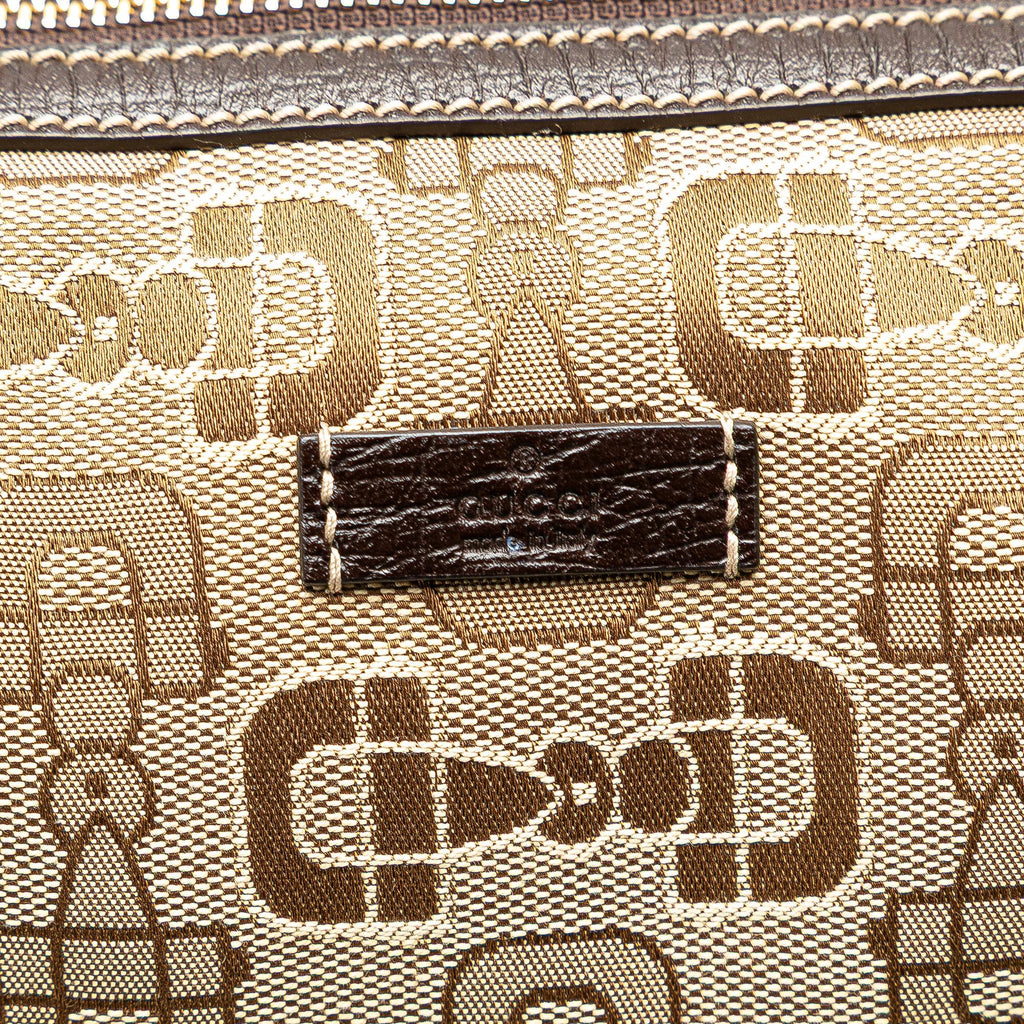 Gucci Canvas Horsebit Charmy Boston Bag