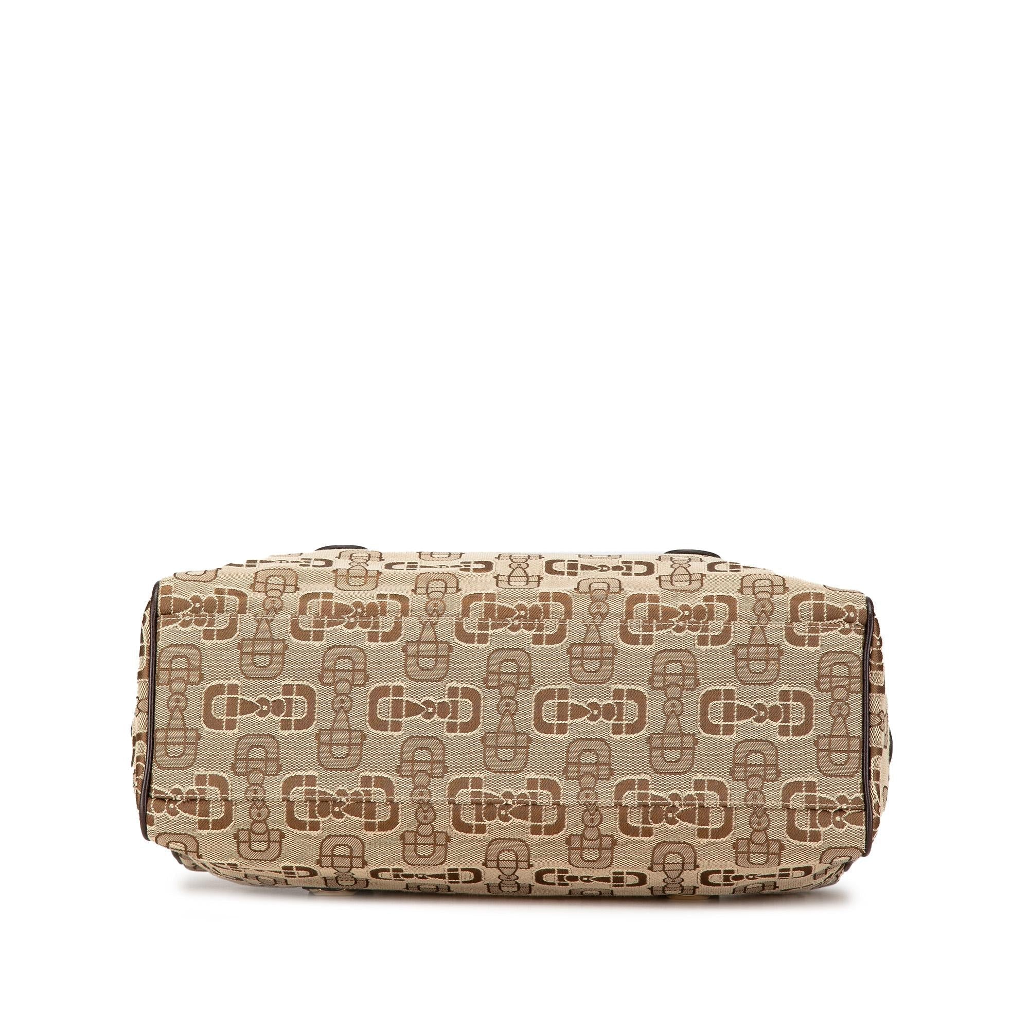 Gucci Canvas Horsebit Charmy Boston Bag