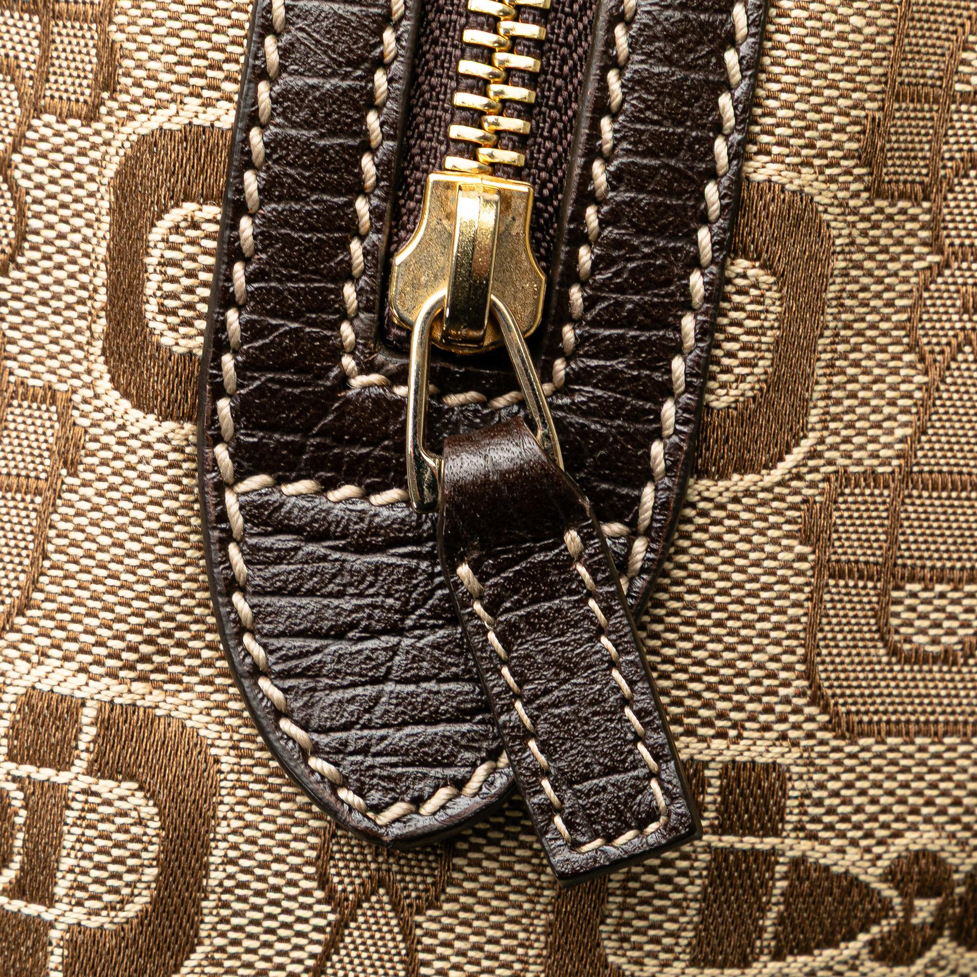 Gucci Canvas Horsebit Charmy Boston Bag