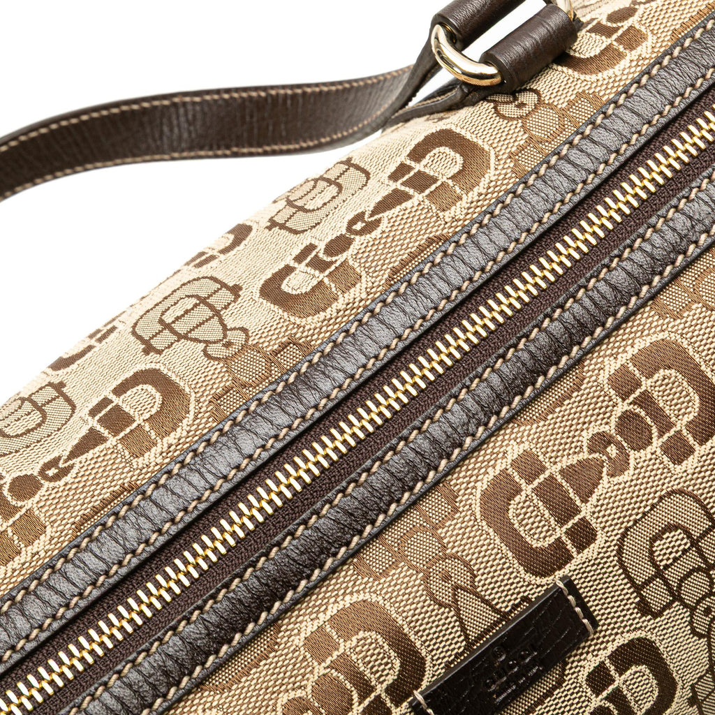 Gucci Canvas Horsebit Charmy Boston Bag