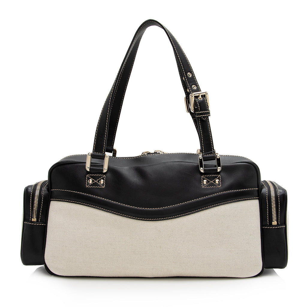 Gucci Canvas Leather East West Multi-Pocket Satchel (SHF-22759)