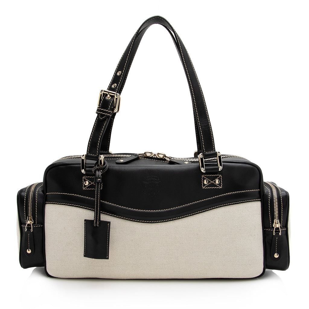 Gucci Canvas Leather East West Multi-Pocket Satchel (SHF-22759)