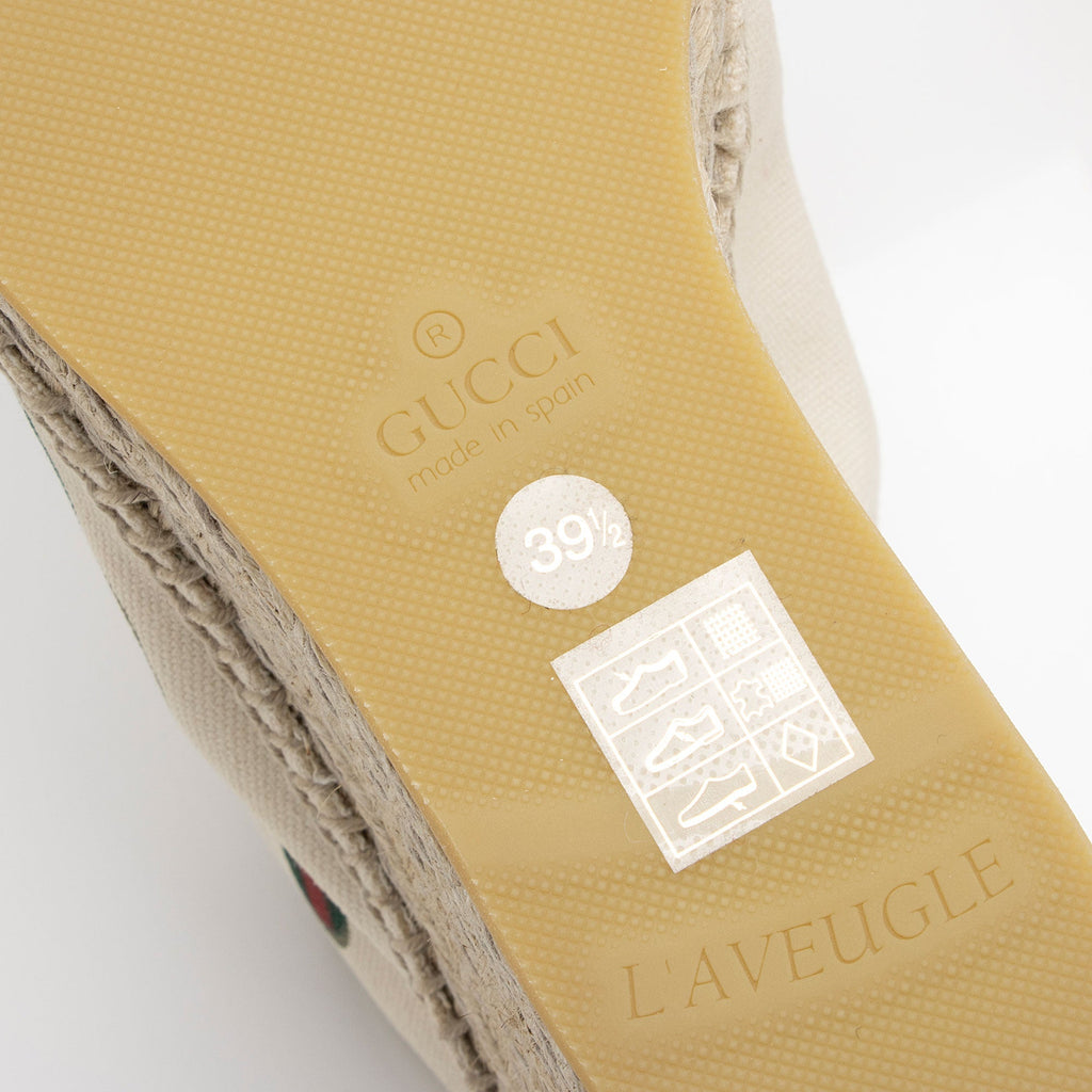 Gucci Canvas Logo Wedge Espadrilles - Size 9.5 / 39.5 (SHF-iPC3To)