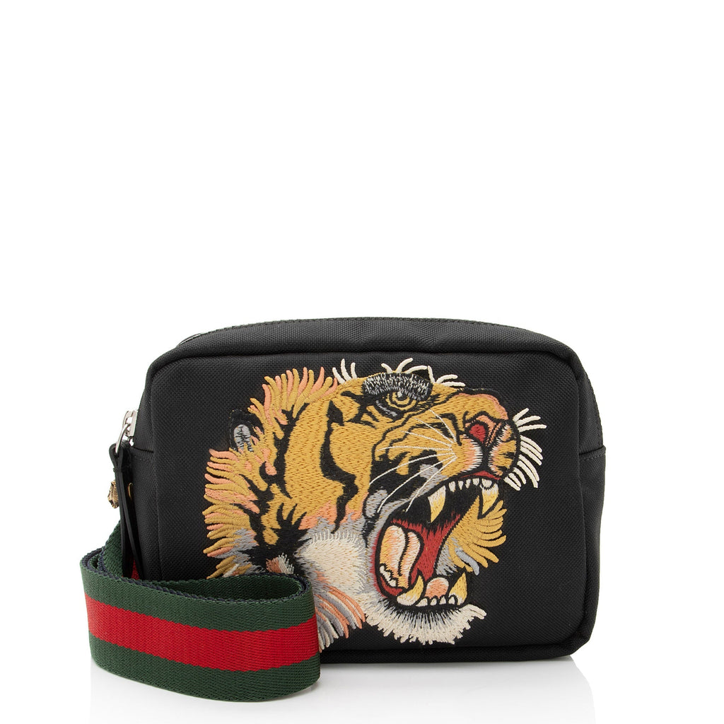Gucci Canvas Tiger Embroidered Web MessLBger