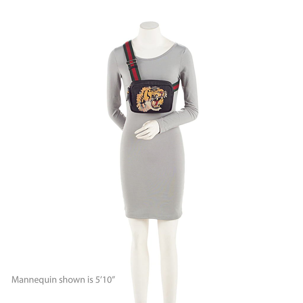 Gucci Canvas Tiger Embroidered Web MessLBger