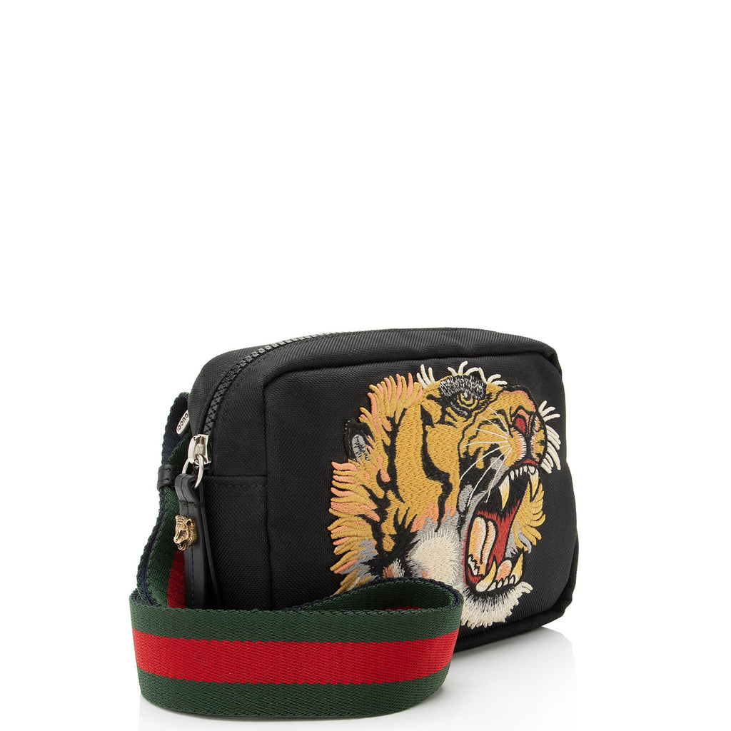 Gucci Canvas Tiger Embroidered Web MessLBger