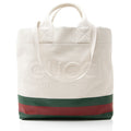 Gucci Canvas Web Logo Embossed Tote