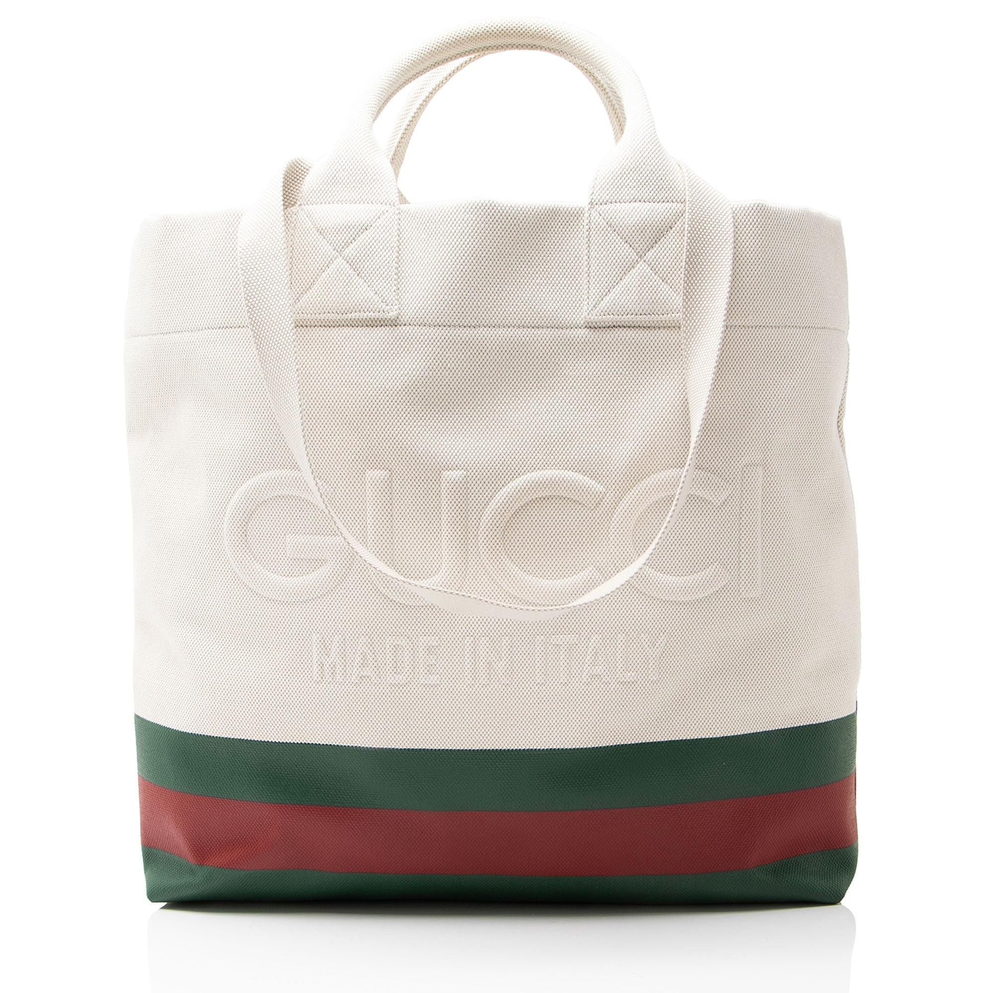 Gucci Canvas Web Logo Embossed Tote