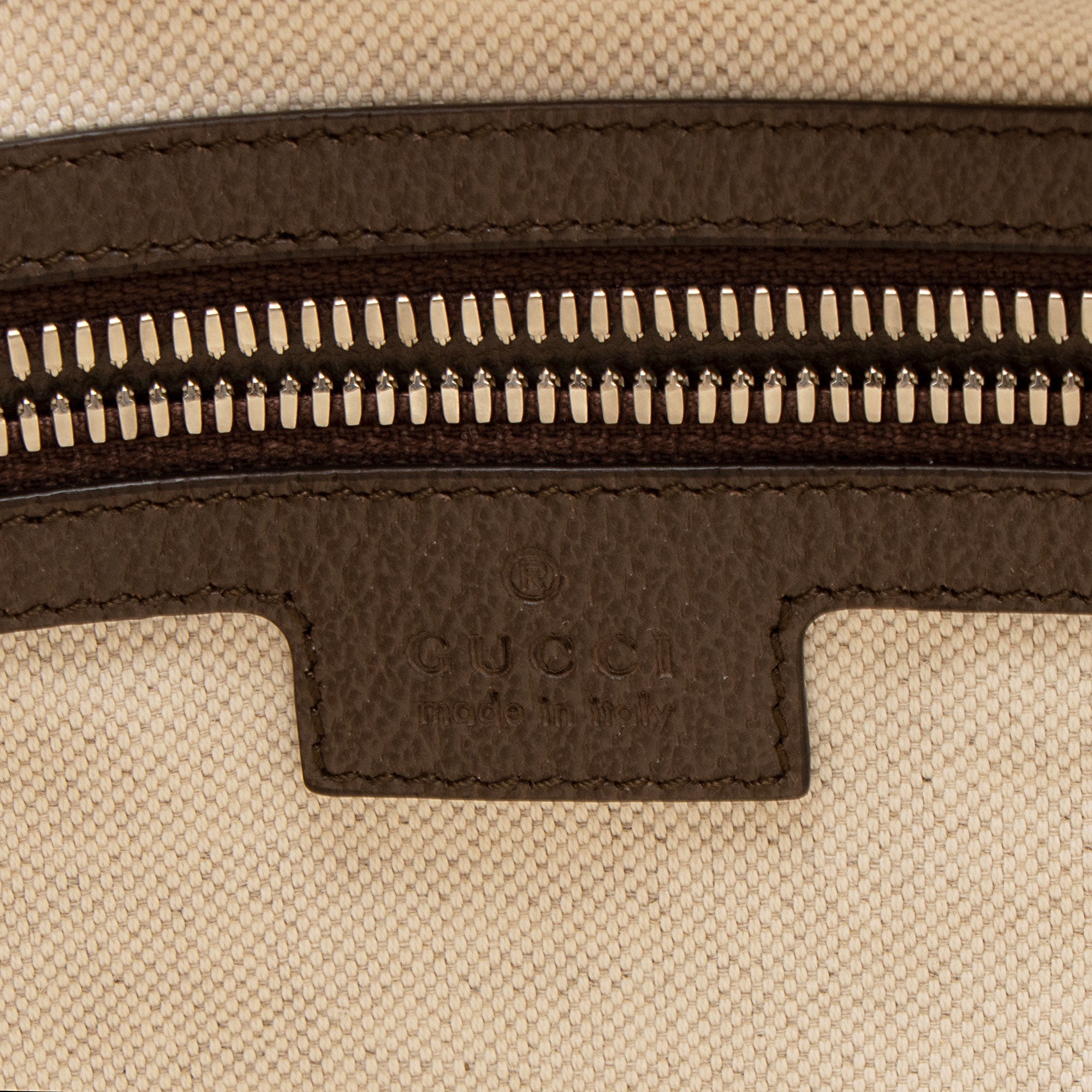 Gucci Canvas Web Logo Embossed Tote