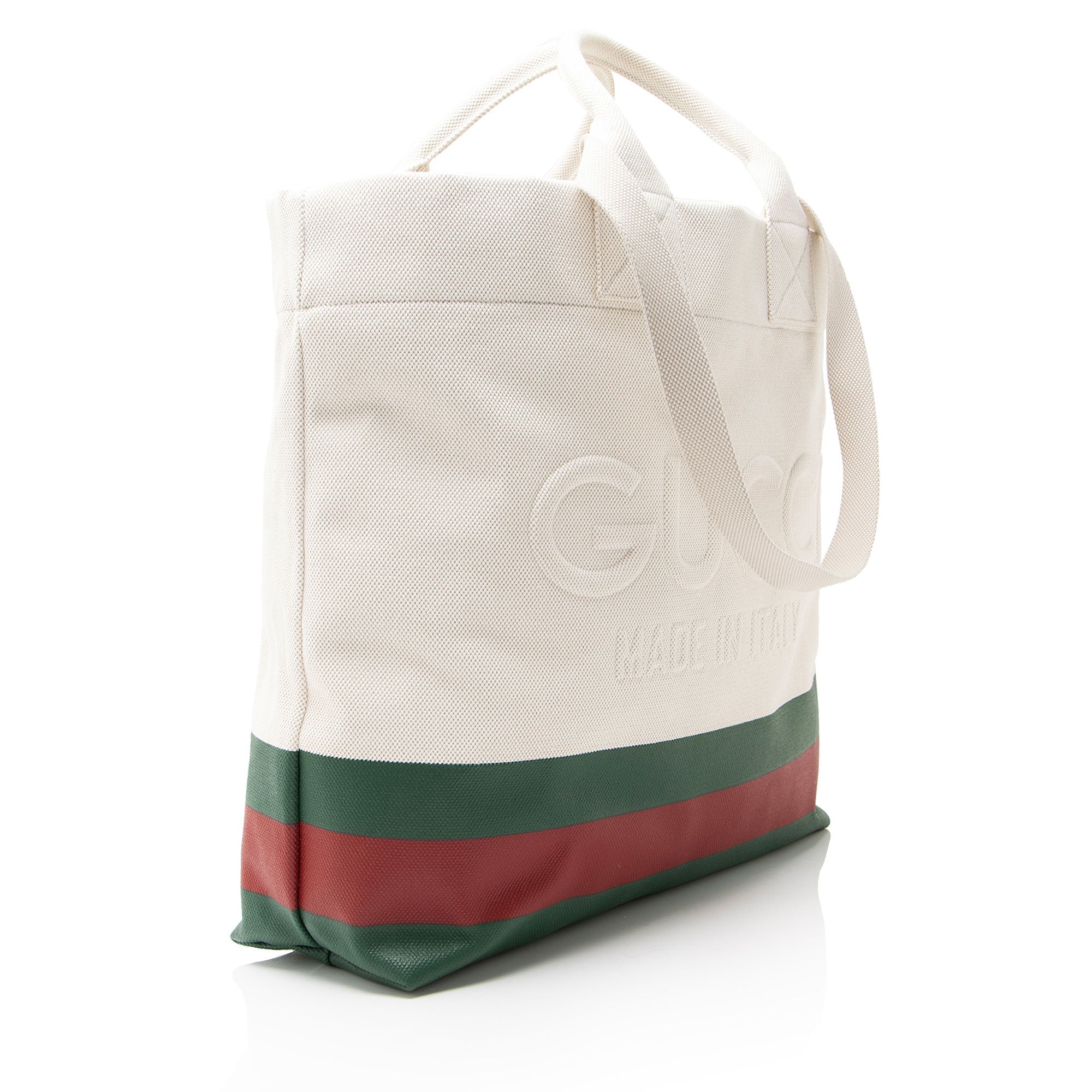 Gucci Canvas Web Logo Embossed Tote