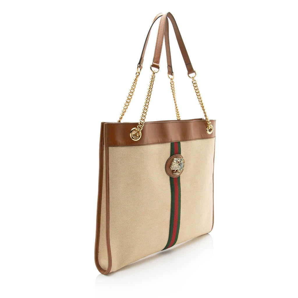 Gucci Canvas Web Rajah Large Tote