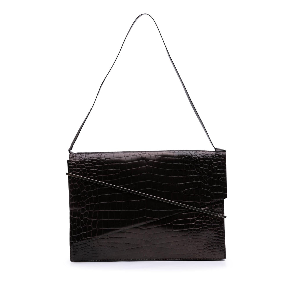 Gucci Croc Embossed Leather Broadway LBvelope Shoulder Bag