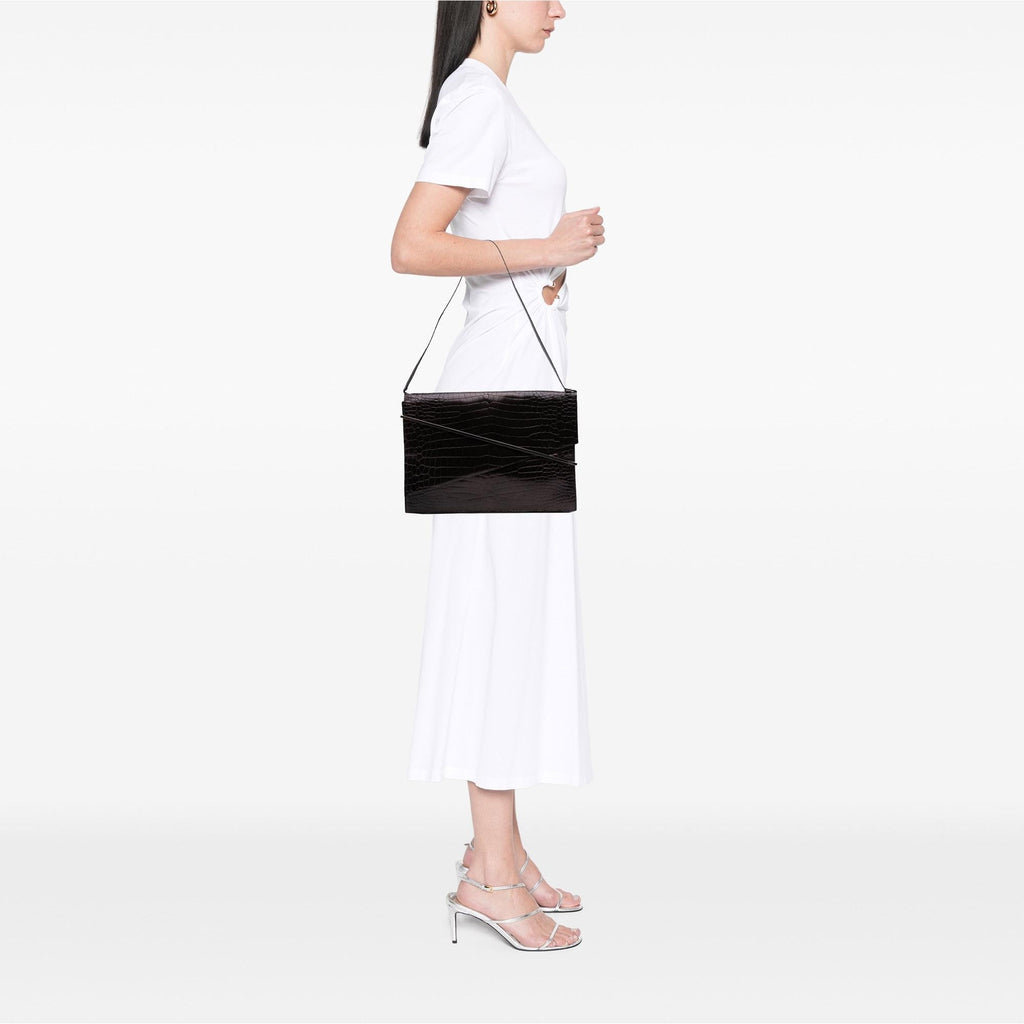 Gucci Croc Embossed Leather Broadway LBvelope Shoulder Bag