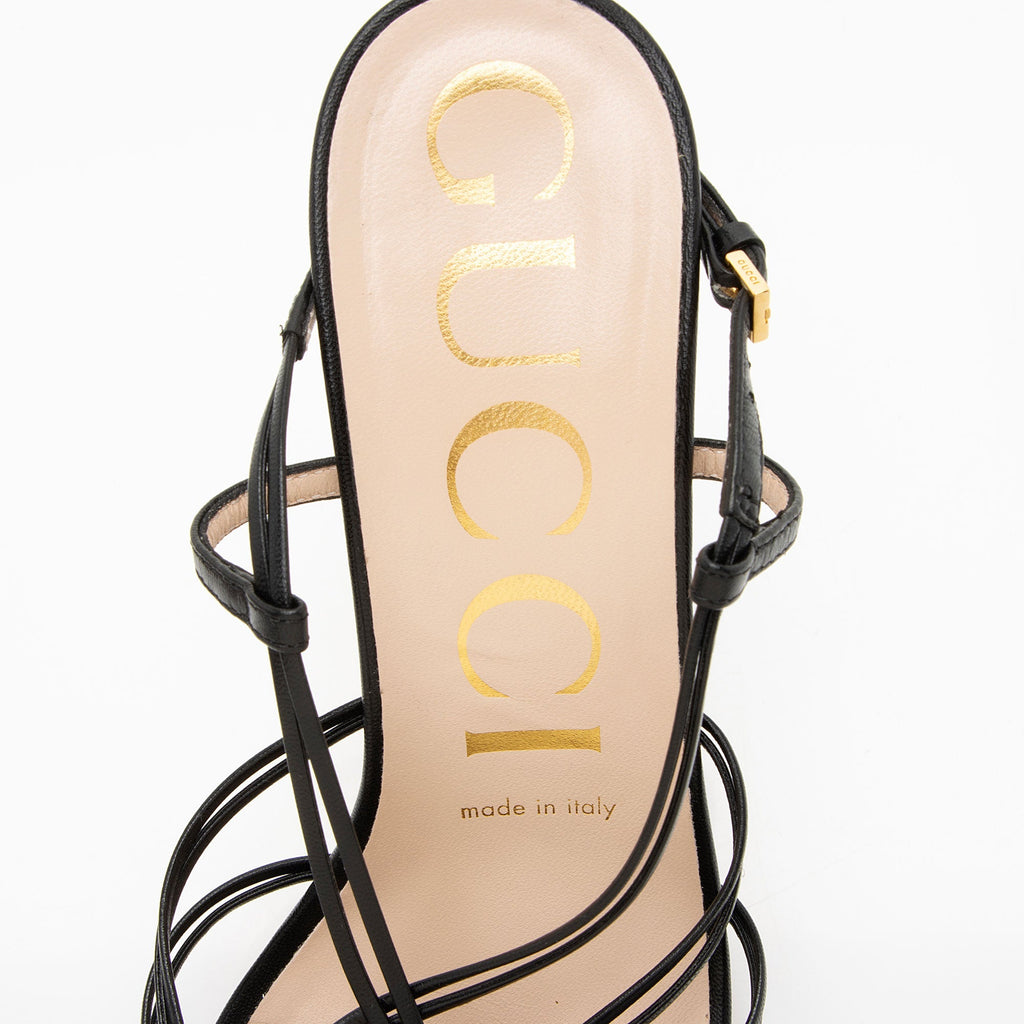 Gucci Calfskin Crystal Isa Interlocking G Sandals - Size 8.5 / 38.5