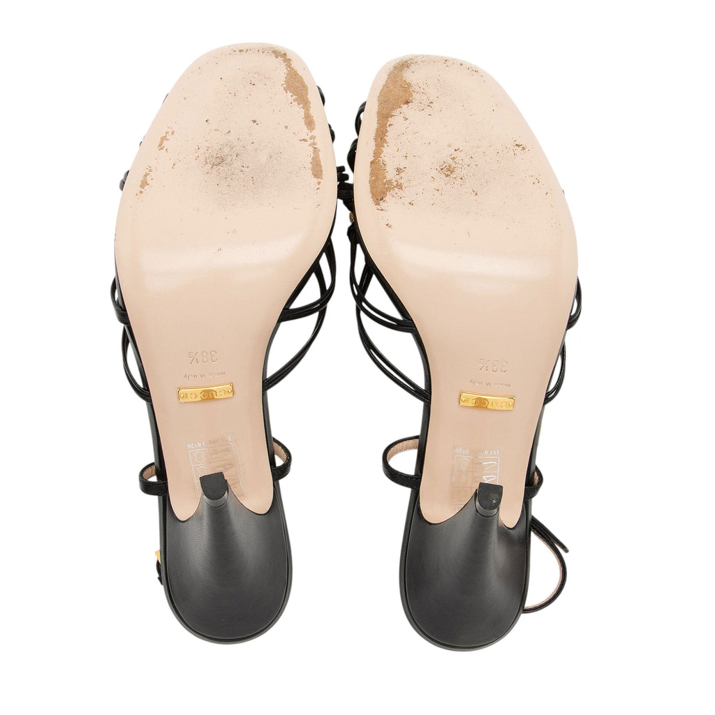 Gucci Calfskin Crystal Isa Interlocking G Sandals - Size 8.5 / 38.5