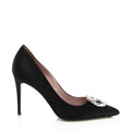 Gucci Crystal Satin Pointed Toe Pumps - Size 6.5 / 36.5 (SHF-V5rXOE)