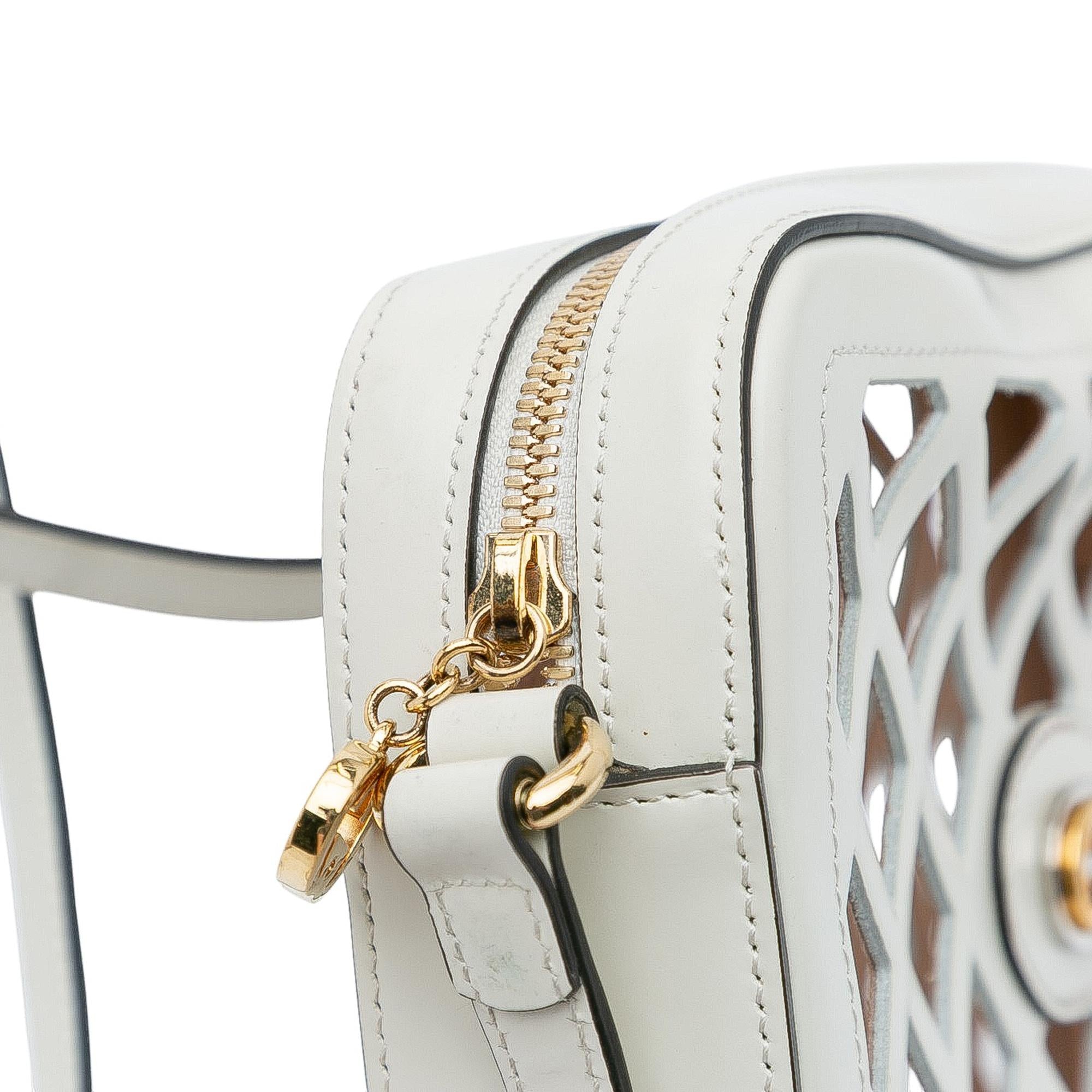 Gucci Cutout Leather and Flora Canvas Infinity Crossbody