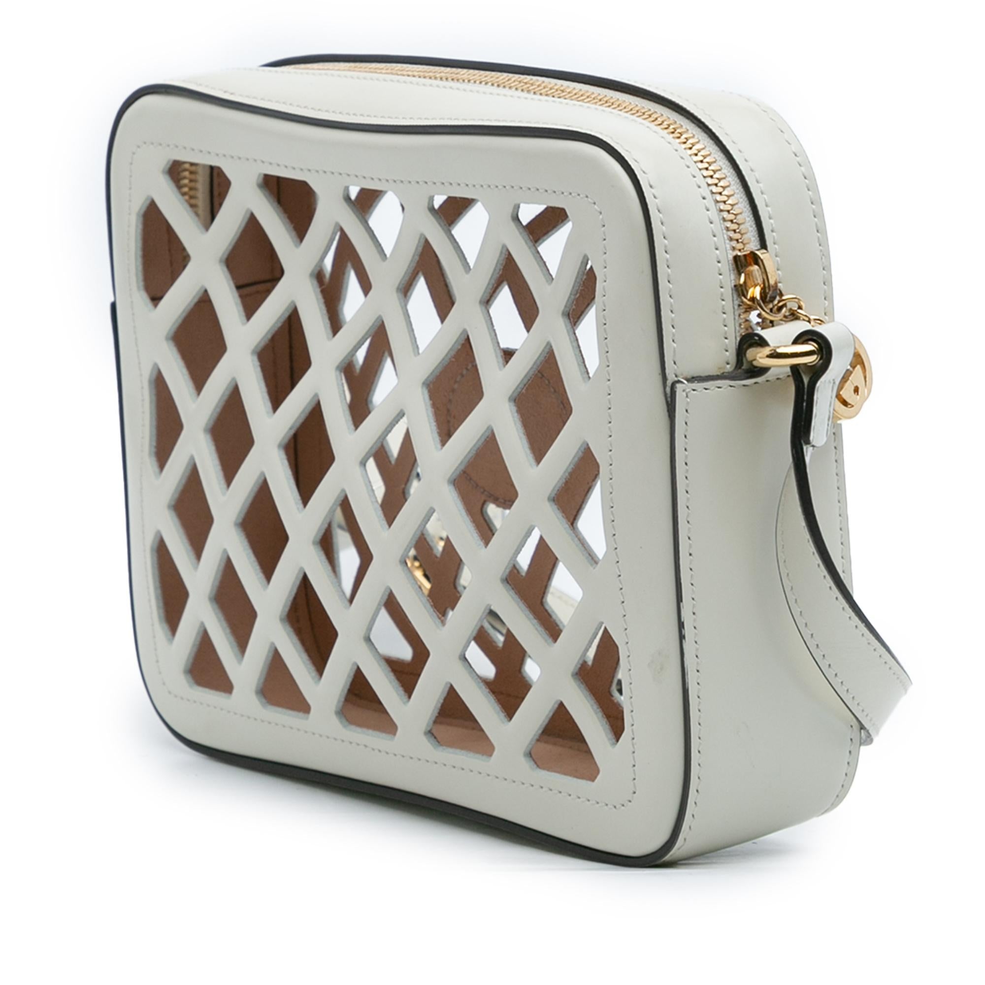 Gucci Cutout Leather and Flora Canvas Infinity Crossbody