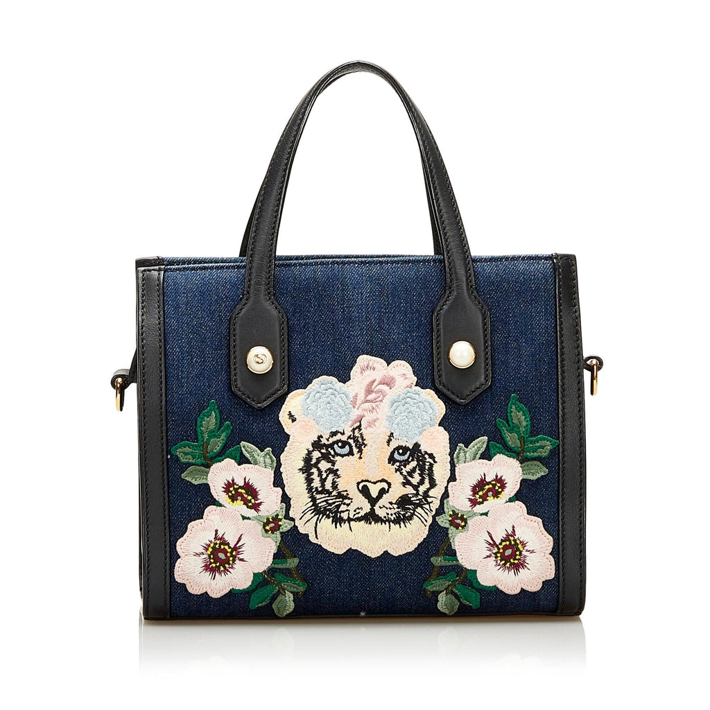 Gucci Denim Tiger Pearl Tote (SHG-35954)