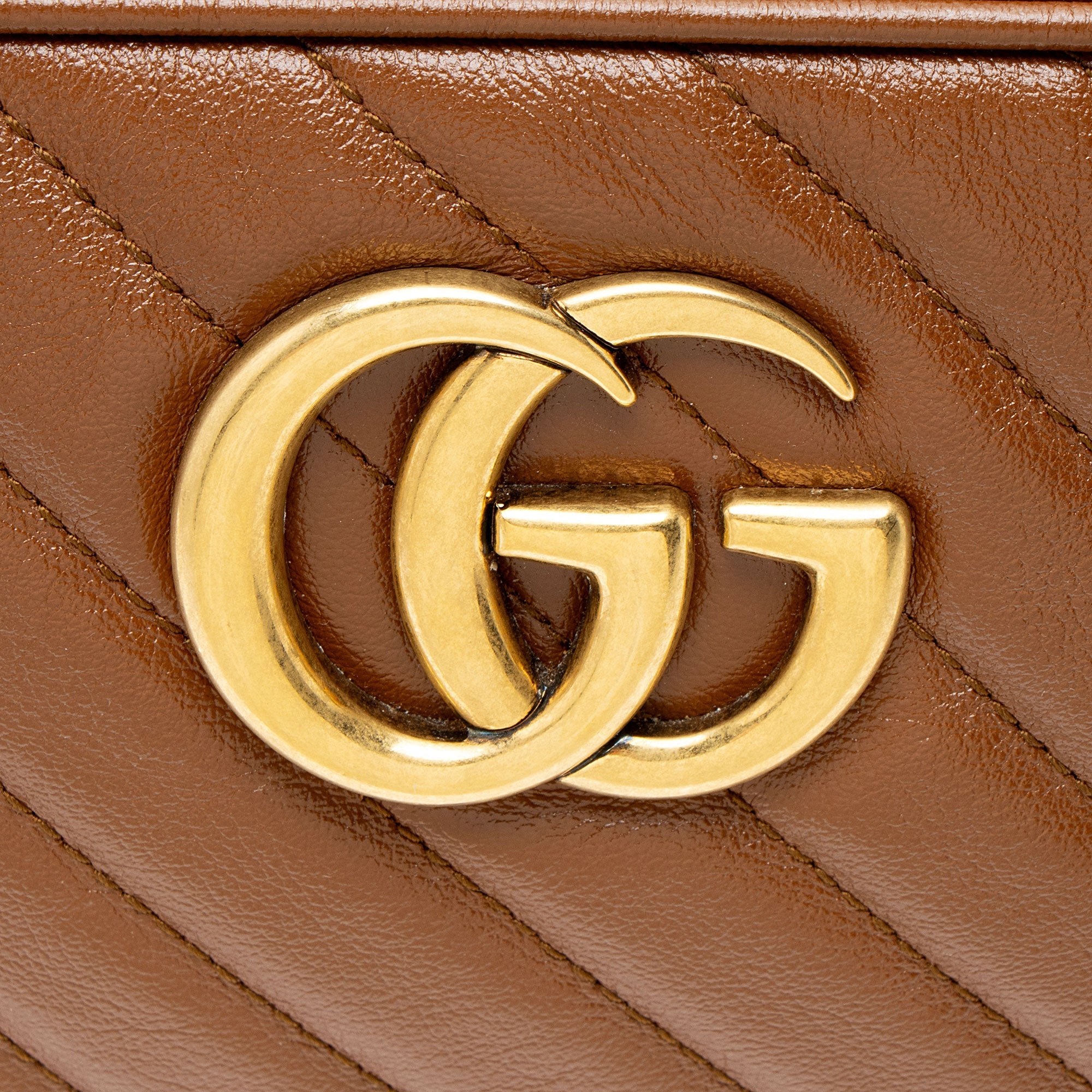 Gucci Diagonal Matelasse Leather GG Marmont Small Camera Bag