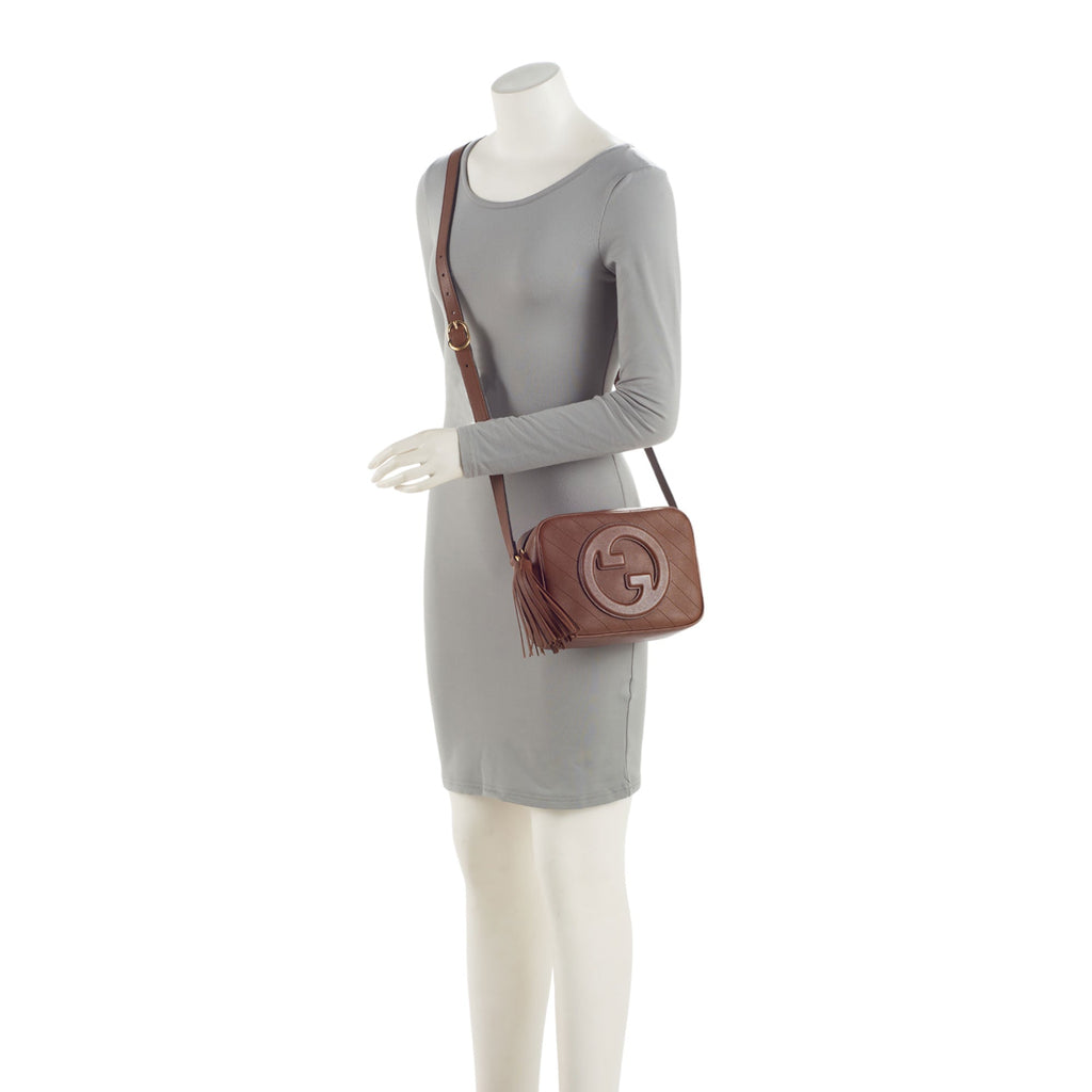Gucci Diagonal Stitched Calfskin Blondie Camera Bag