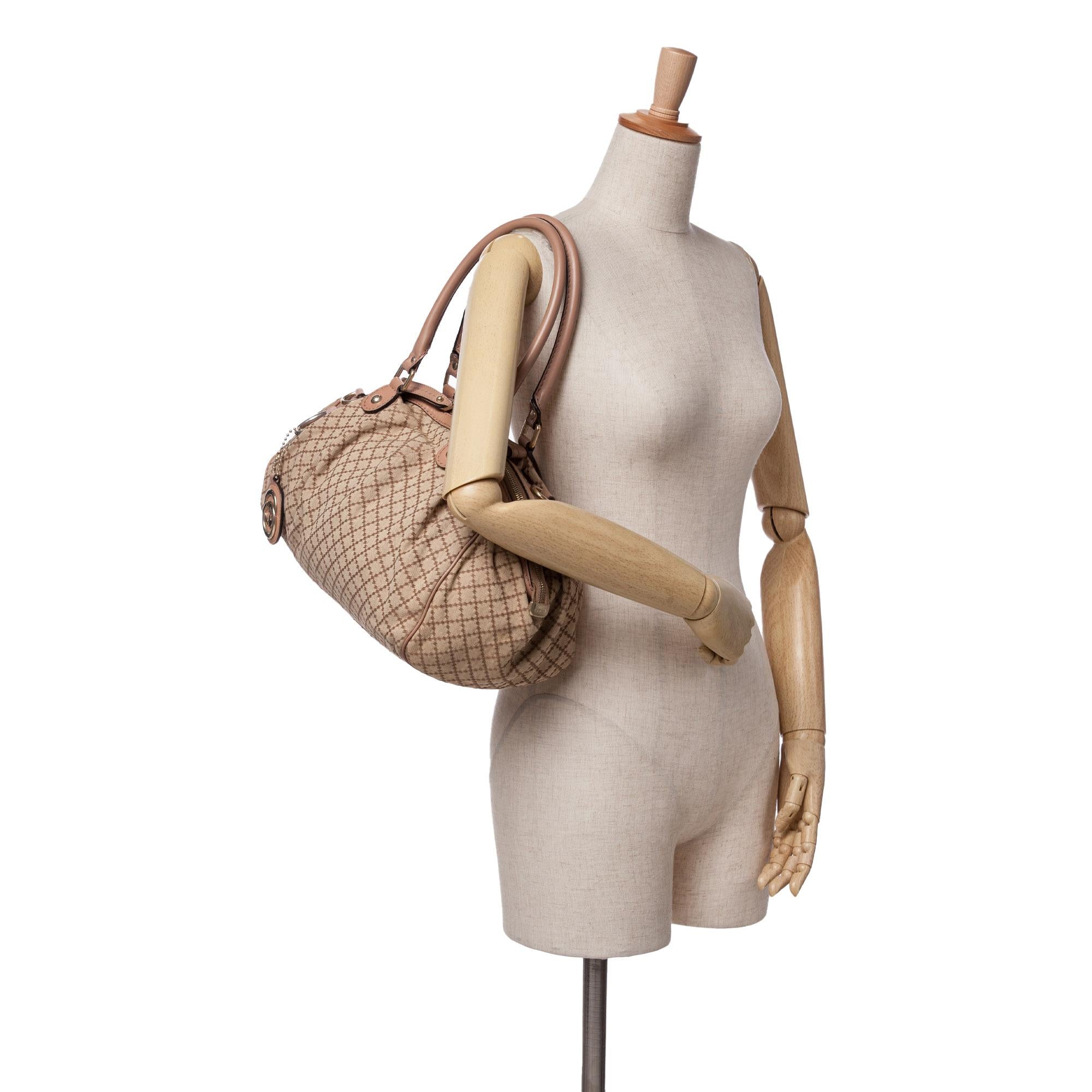 Gucci Diamante Canvas Sukey Satchel