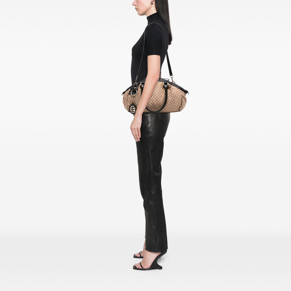 Gucci Diamante Canvas Sukey Satchel