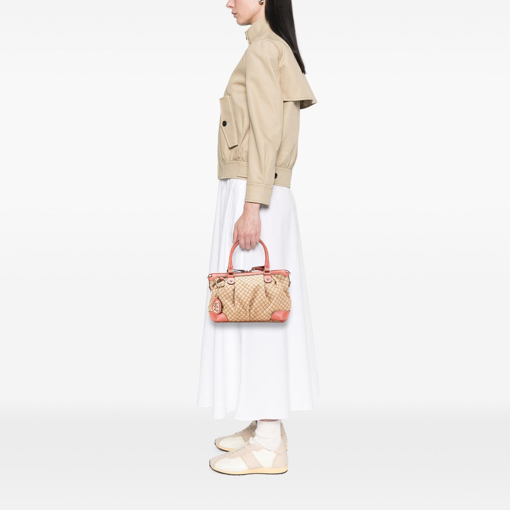 Gucci Diamante Canvas Sukey Satchel