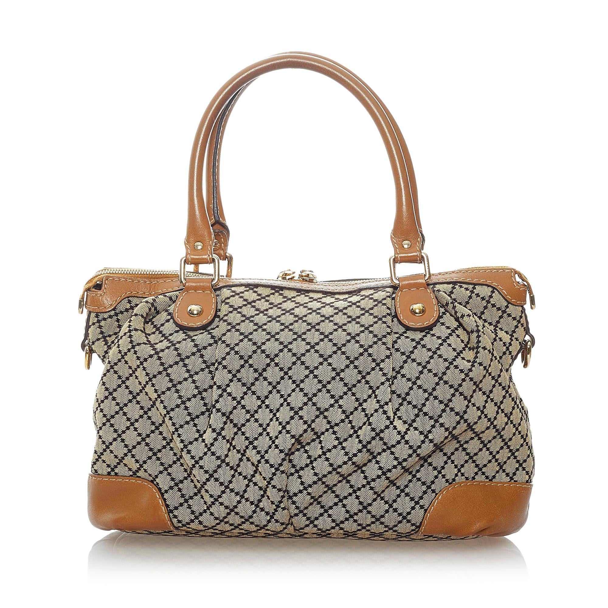 Gucci Diamante Sukey Canvas Satchel (SHG-31083)