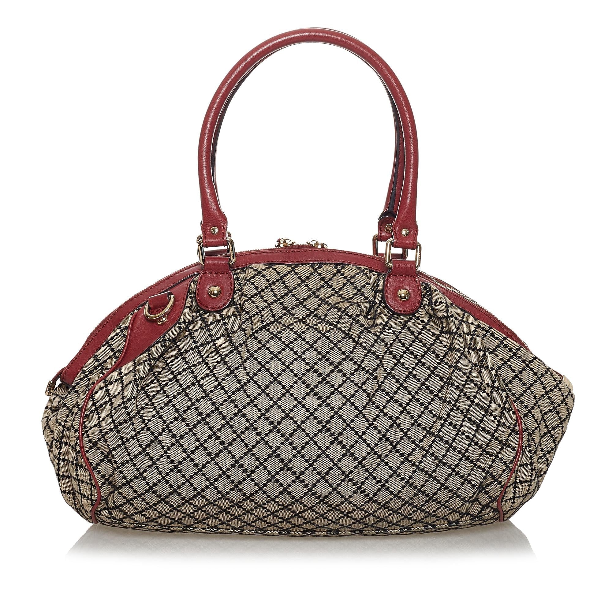 Gucci Diamante Sukey Canvas Satchel (SHG-31216)