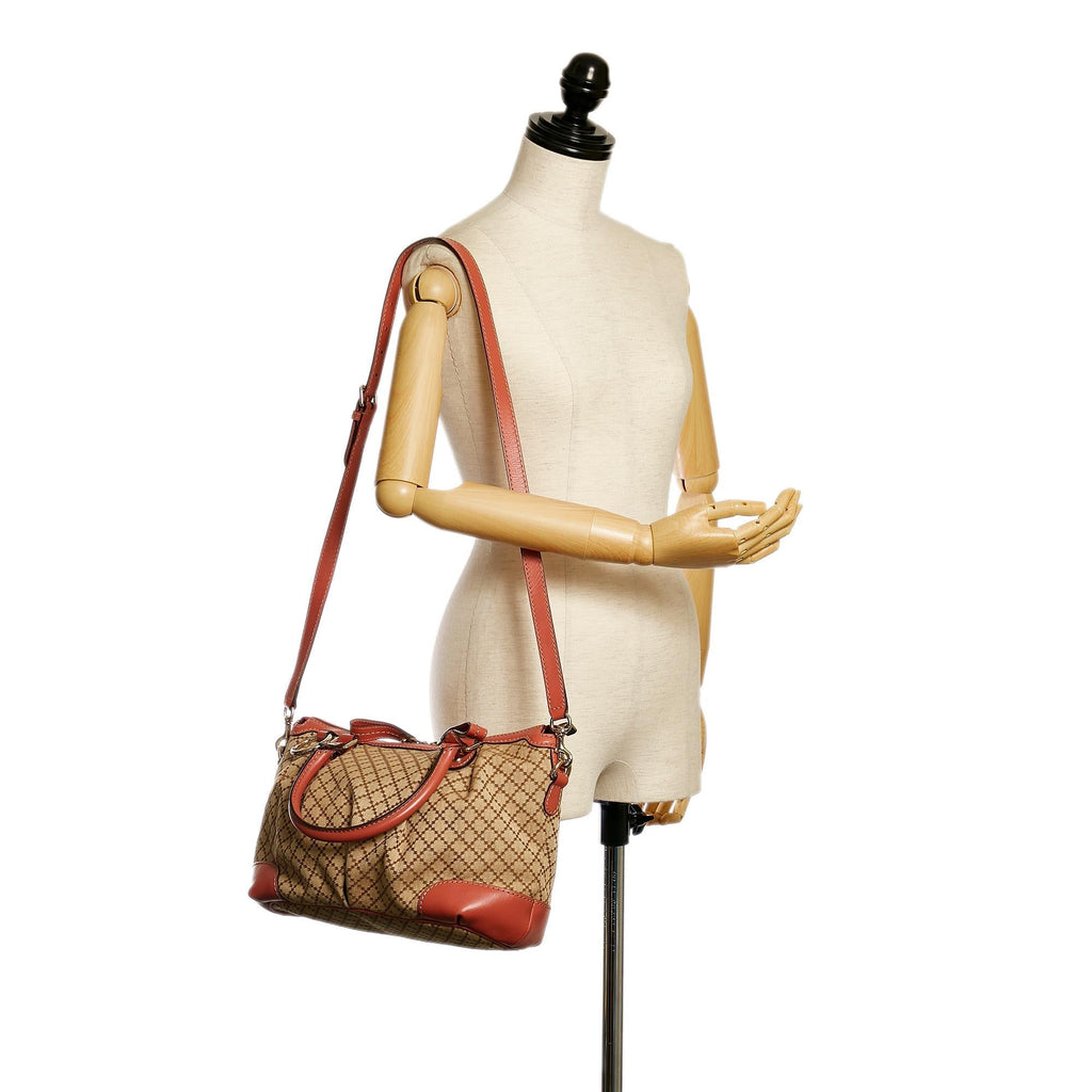 Gucci Diamante Sukey Canvas Satchel (SHG-34461)
