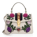 Gucci Embroidered Leather Floral Sylvie Top Handle