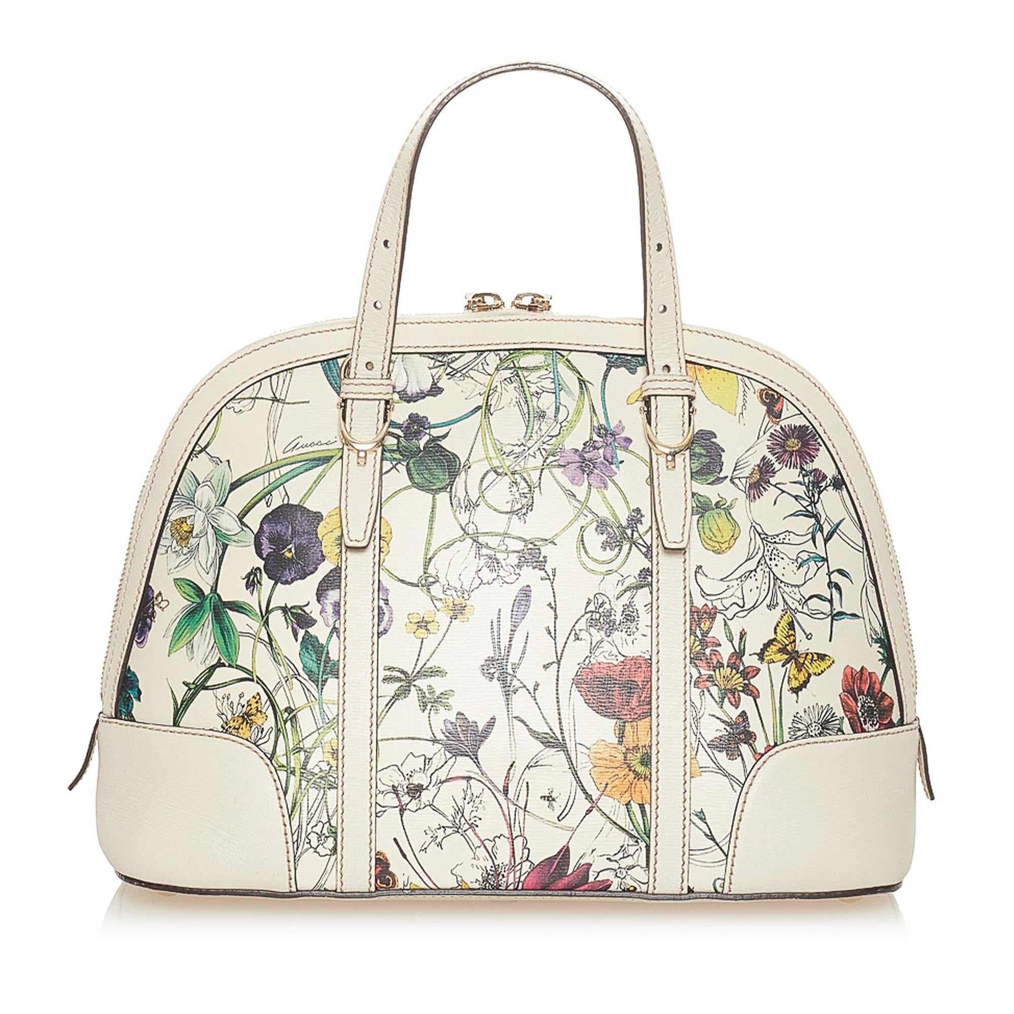 Gucci Flora Nice Coated Canvas Satchel (SHG-27253)