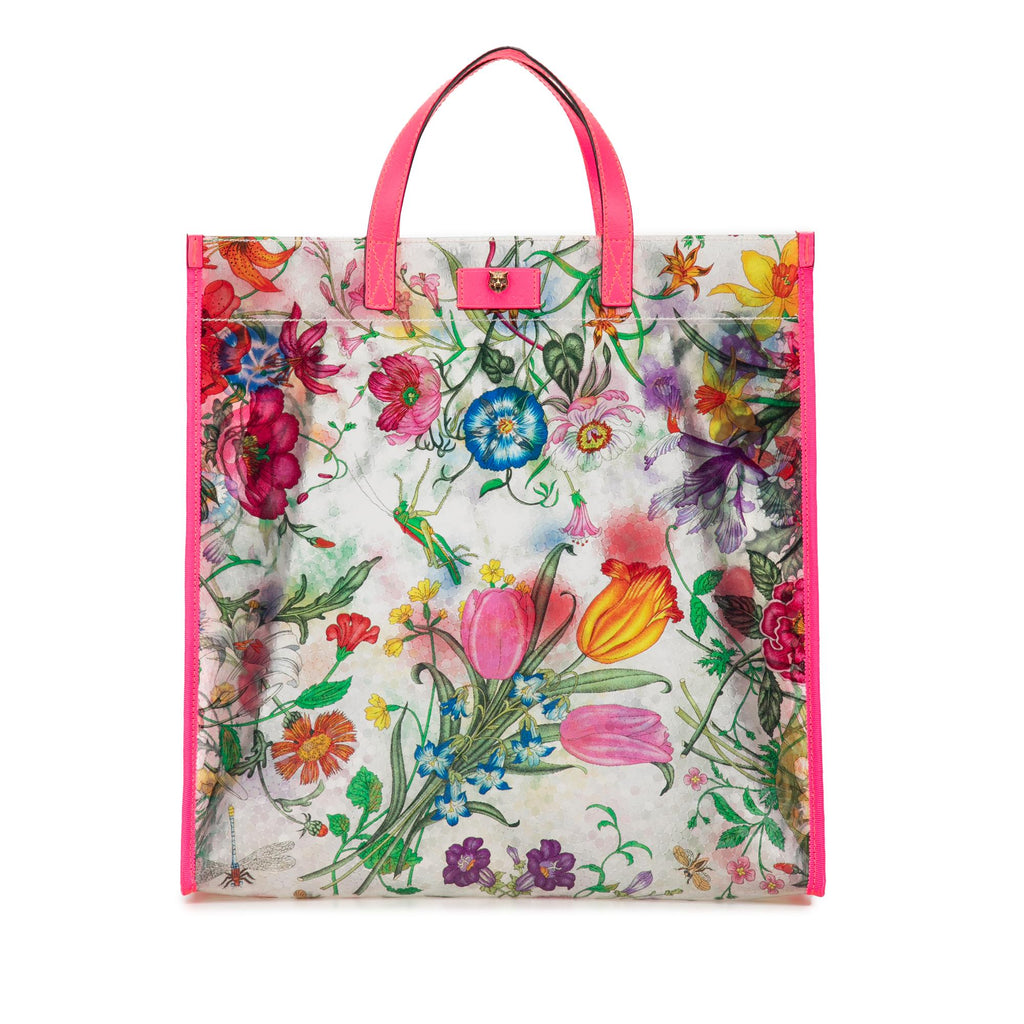 Gucci Flora Print Vinyl Tote (SHG-QGzSsM)