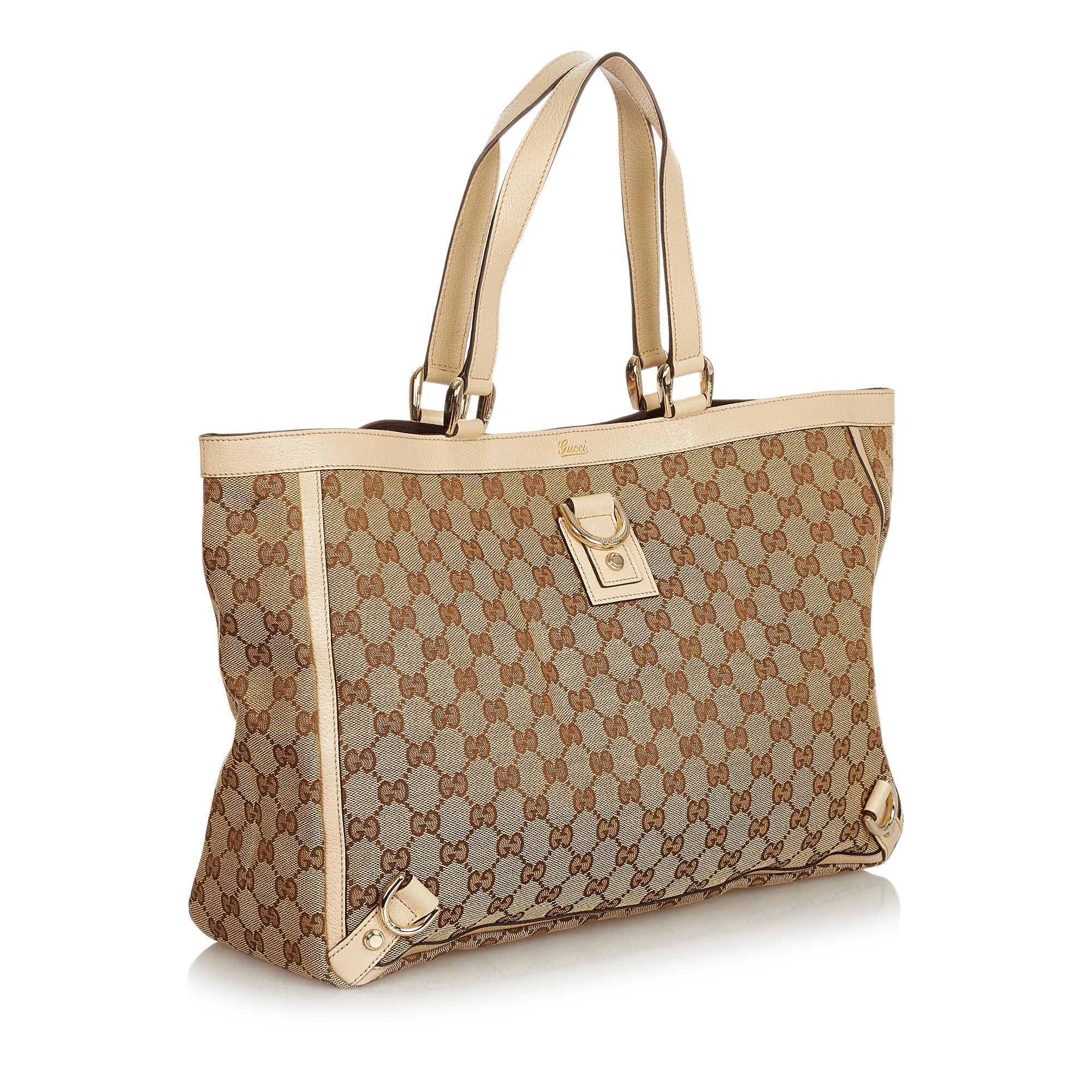 Gucci Gucci Canvas Abbey D- Ring Tote Bag (SHG-26005)