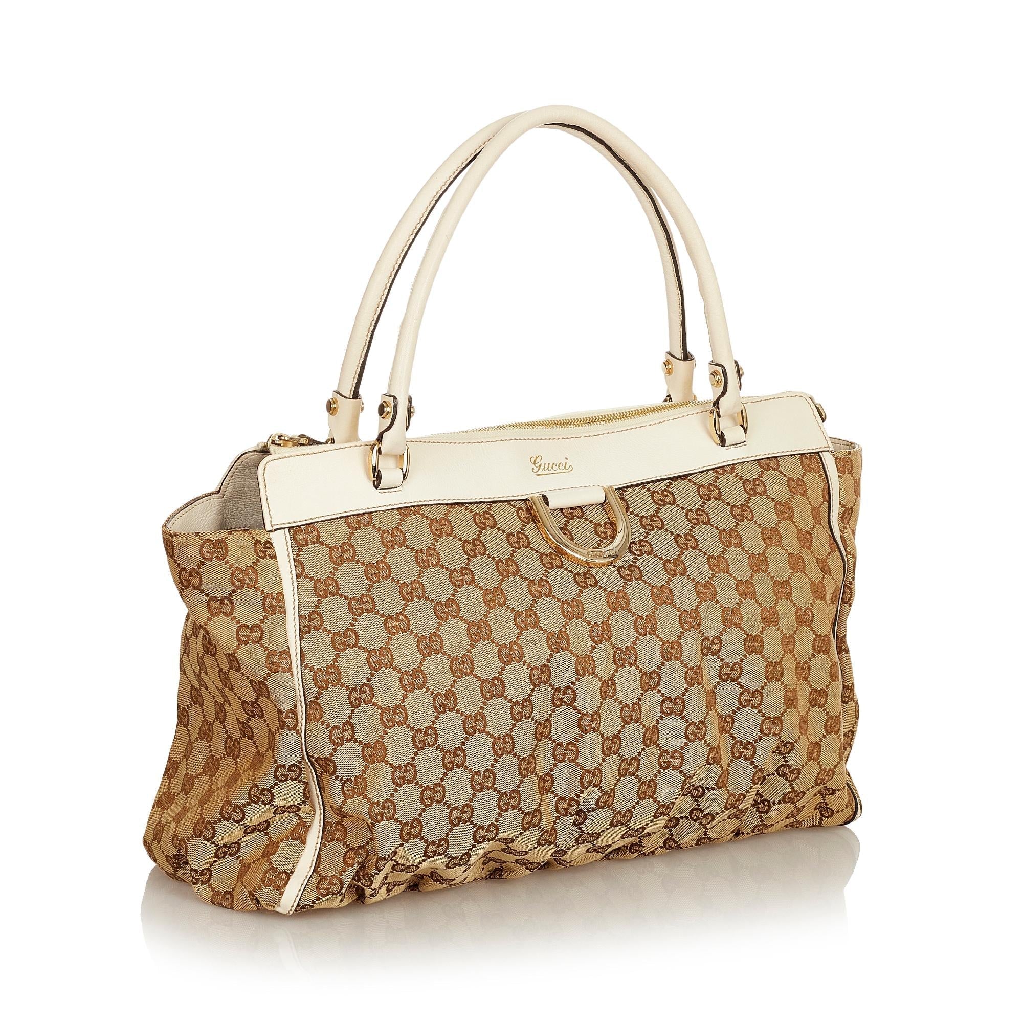 Gucci GG Canvas Abbey-D Ring Tote Bag (SHG-32563)
