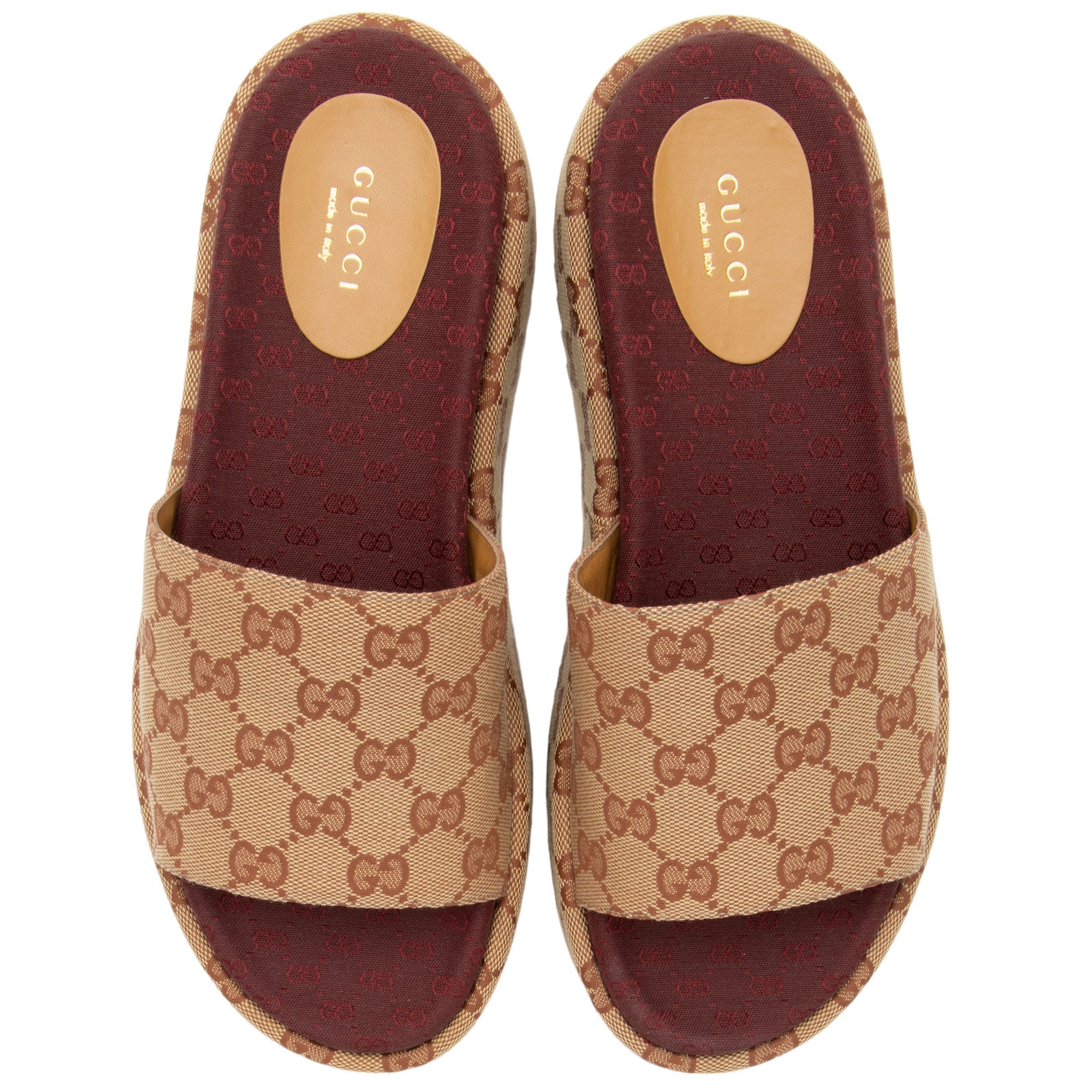Gucci GG Canvas Angelina Slide Platform Sandals - Size 9 / 39 (SHF-7XmTwT)