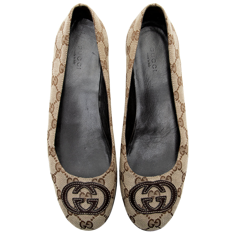 Gucci Gucci Canvas Ballet Flats - Size 8 / 38 (SHF-19280)
