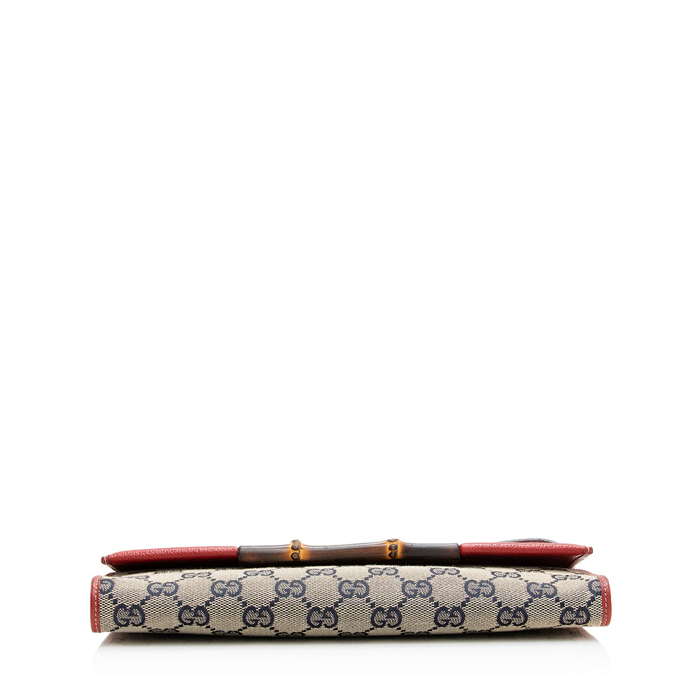 Gucci Gucci Canvas Bamboo Bar Clutch (SHF-20744)