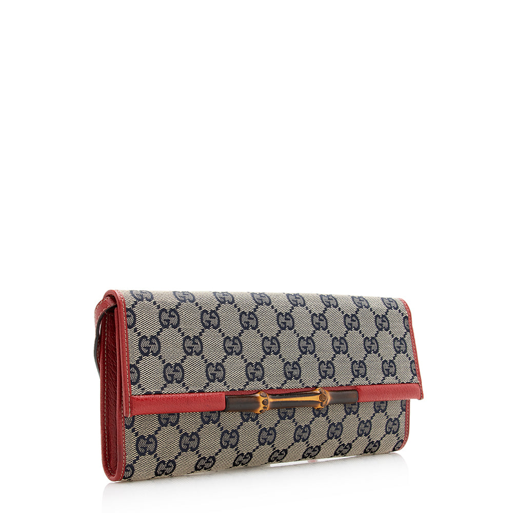Gucci Gucci Canvas Bamboo Bar Clutch (SHF-20744)