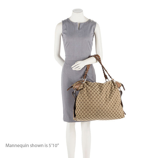 Gucci Gucci Canvas Bamboo Bar Large Tote - FINAL SALE (SHF-16660)