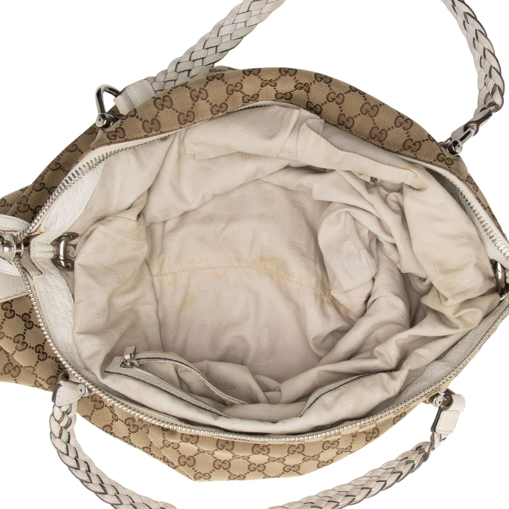 Gucci GG Canvas Bamboo Bar Large Tote (SHF-8uUHe9)