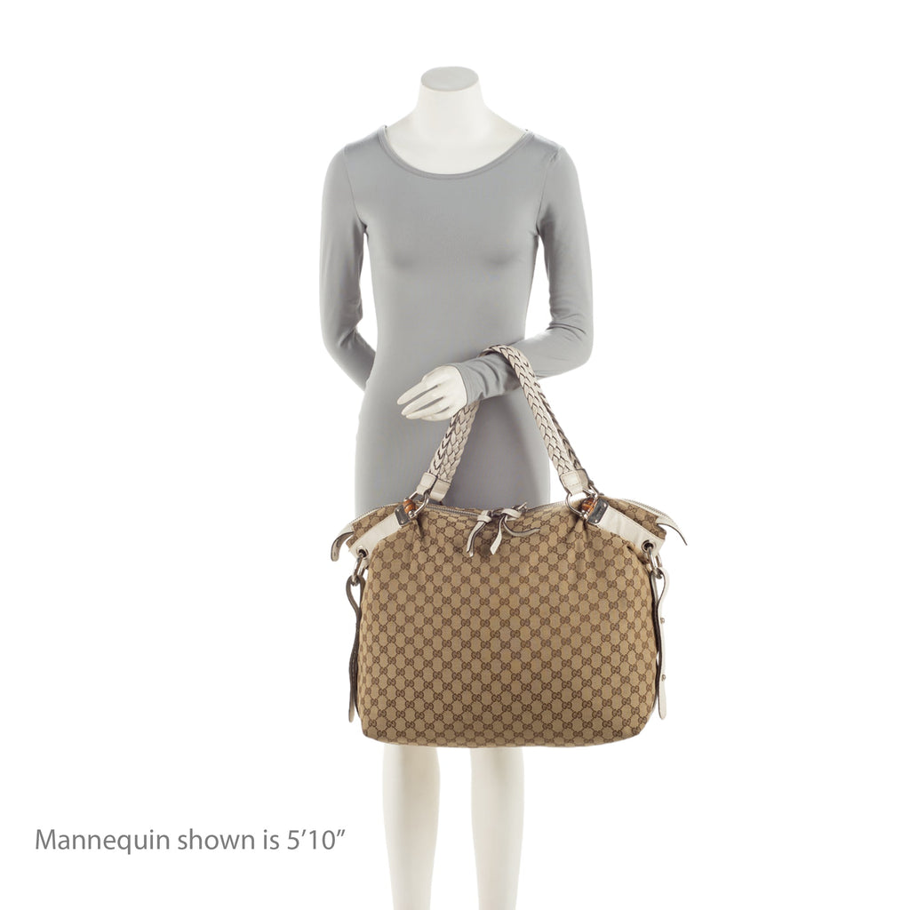 Gucci GG Canvas Bamboo Bar Large Tote (SHF-8uUHe9)