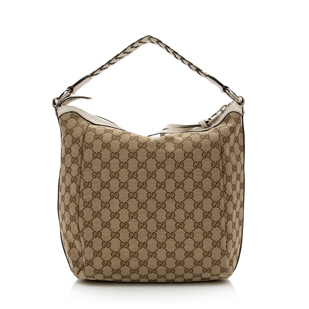 Gucci Gucci Canvas Bamboo Bar Medium Hobo (SHF-15565)