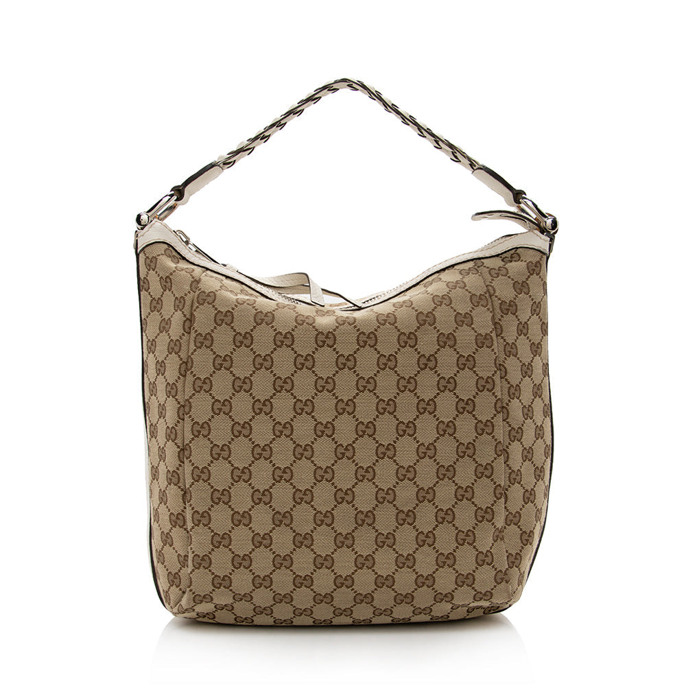 Gucci Gucci Canvas Bamboo Bar Medium Hobo (SHF-15565)