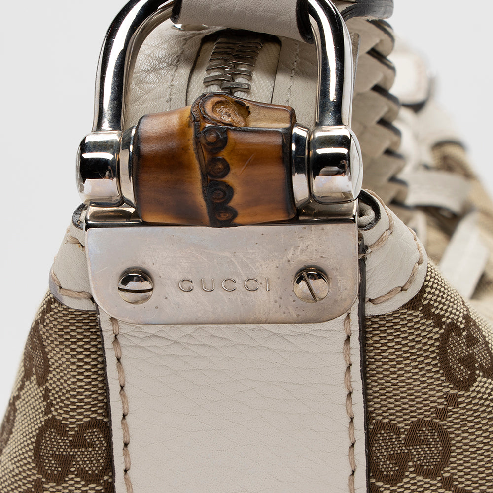 Gucci Gucci Canvas Bamboo Bar Medium Hobo (SHF-15565)