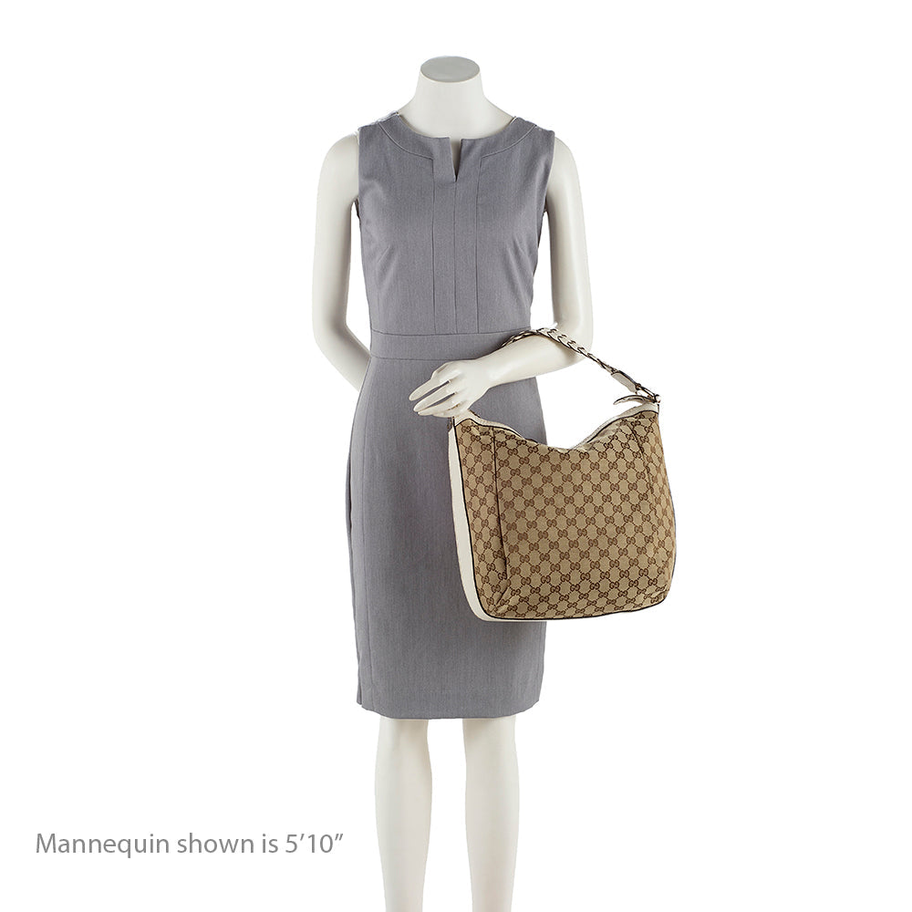 Gucci Gucci Canvas Bamboo Bar Medium Hobo (SHF-15565)