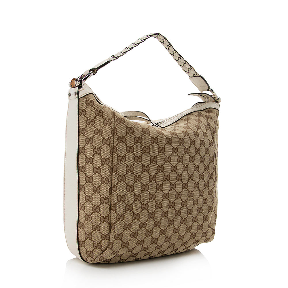 Gucci Gucci Canvas Bamboo Bar Medium Hobo (SHF-15565)
