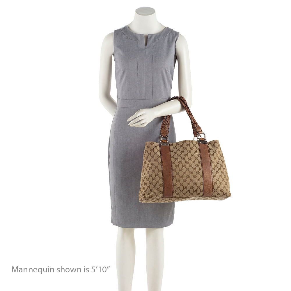 Gucci Gucci Canvas Bamboo Bar Medium Tote - FINAL SALE (SHF-17966)