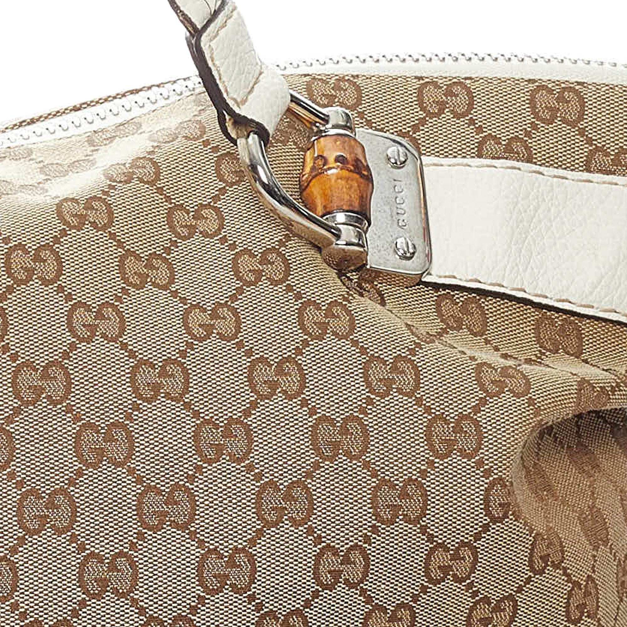 Gucci GG Canvas Bamboo Bar Tote Bag (SHG-31070)